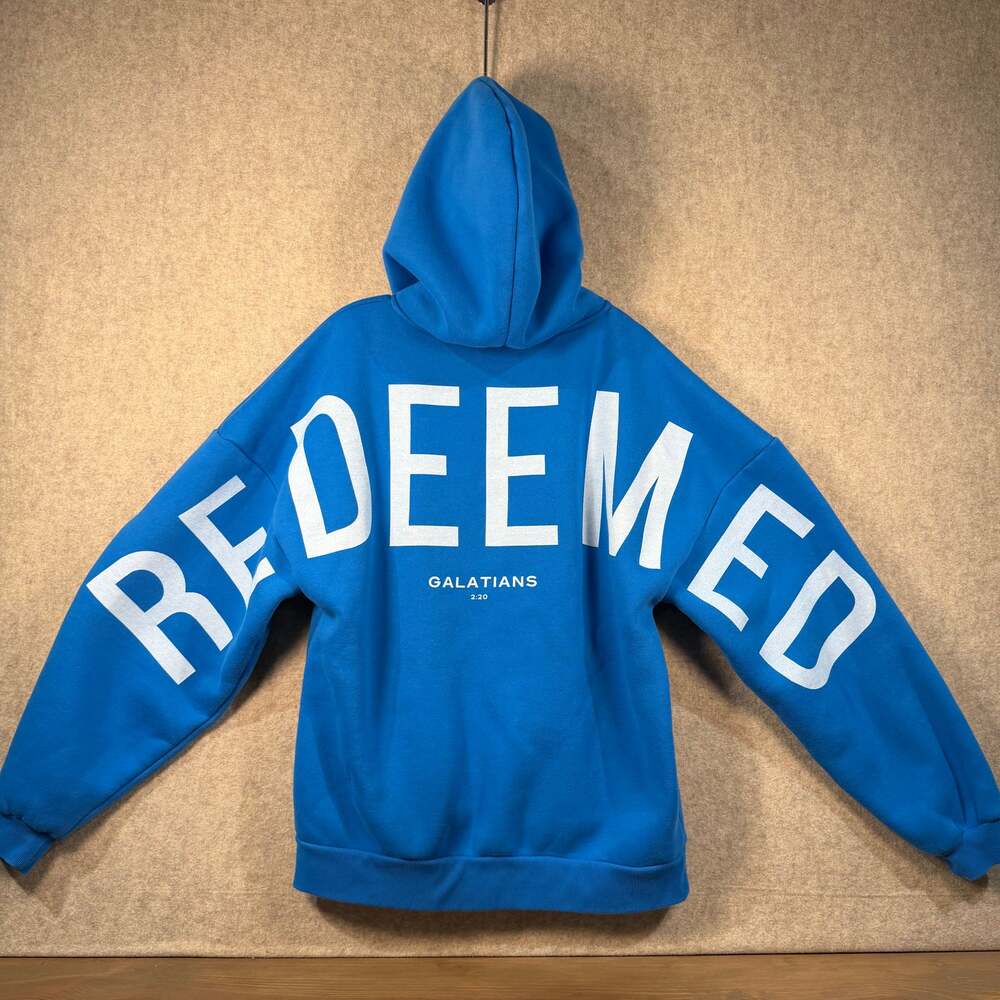 GLO Kingdom Essential Zip Hoodie - Redeemed Blue Galatians 2:20 OVERSIZED Small